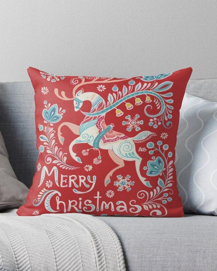 Whimsical Linen Animal Pillow Cover with Playful Cartoon Design