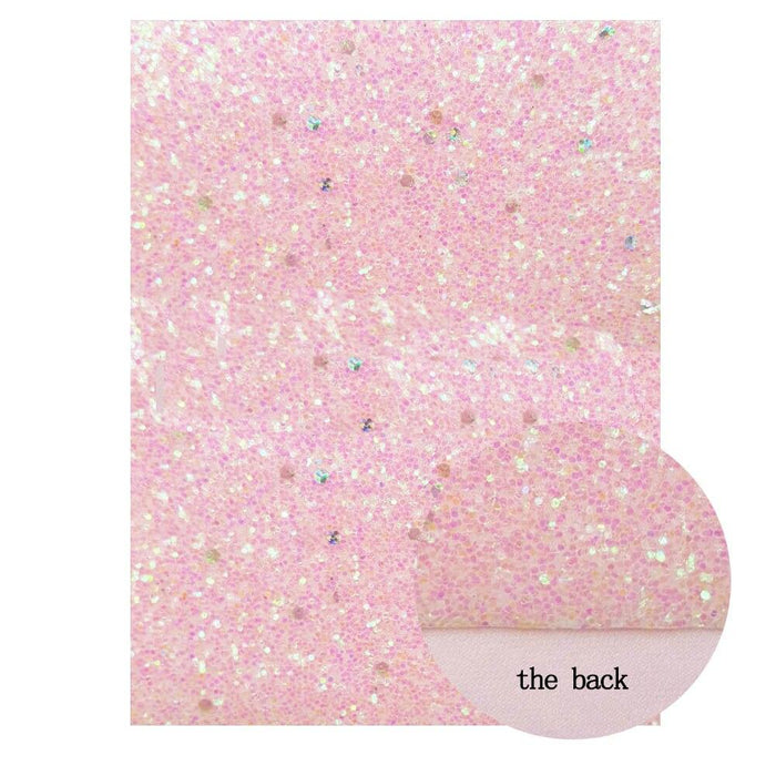 Sparkling Pink Holographic Heart Glitter Fabric - Premium Crafting Delight