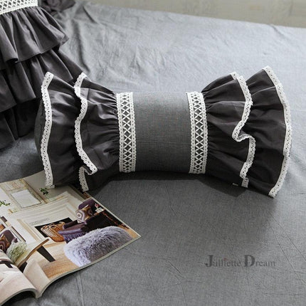 Embroidered Elegance White Lace Cushion - European-Inspired Luxurious Home Decor Accent