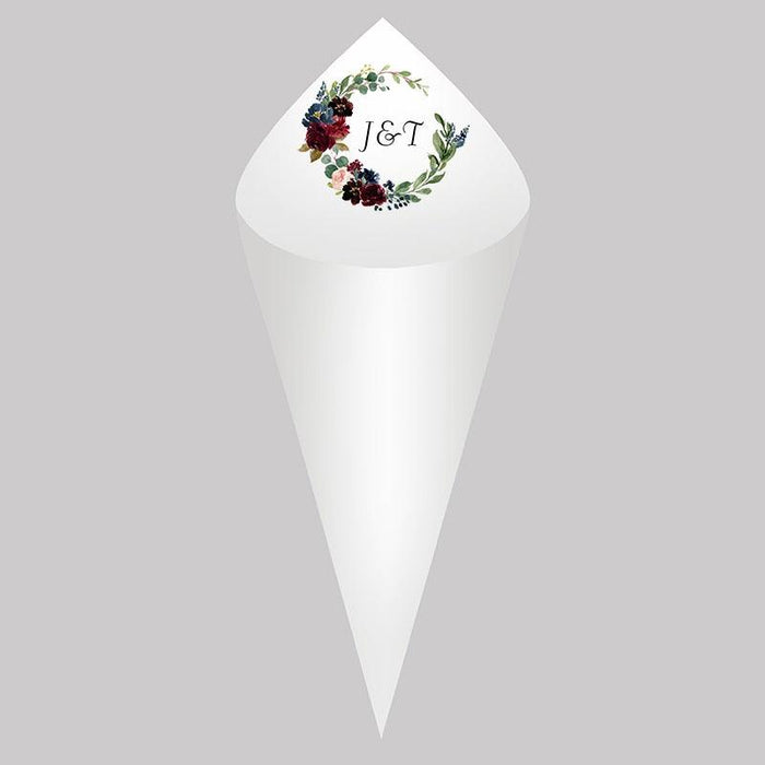 Customized Wedding Confetti Toss Cones Set for Bridal Shower Party - Pack of 30