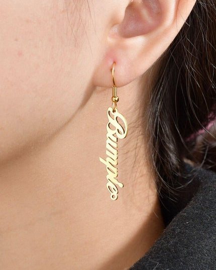 Personalized Stainless Steel Name Dangle Earrings - Elegant Custom Jewelry for Women