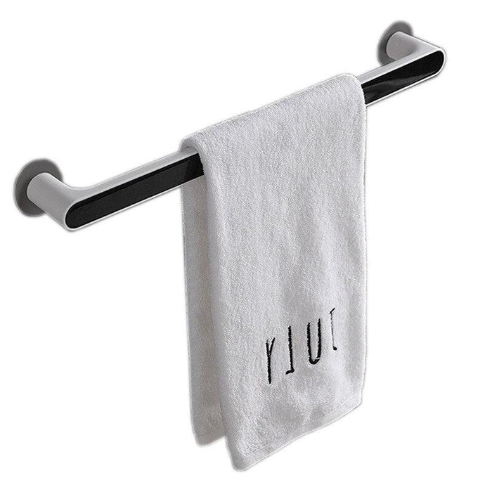 Grey and Black Self-Adhesive Towel Rack with Hooks for Kitchen and Bathroom, 26.5*5.5cm