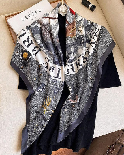 Elegant 90x90cm Silk-Feel Scarf for Women - Luxurious and Versatile Accessory