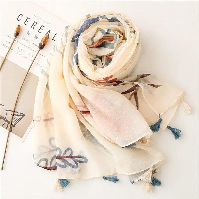 Blue Porcelain Print Cashmere Blend Shawl Wrap - Stylish Versatility for Every Event