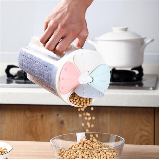 Rotating Kitchen Cereal Storage Dispenser with Space-Saving Efficiency