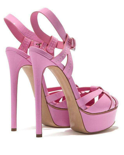Chic Pink Beaded T-Strap Platform Heels: Your Summer Statement Piece for Elegant Nights