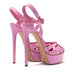 Pink Beaded T-Strap Platform Heels for Summer Glamour