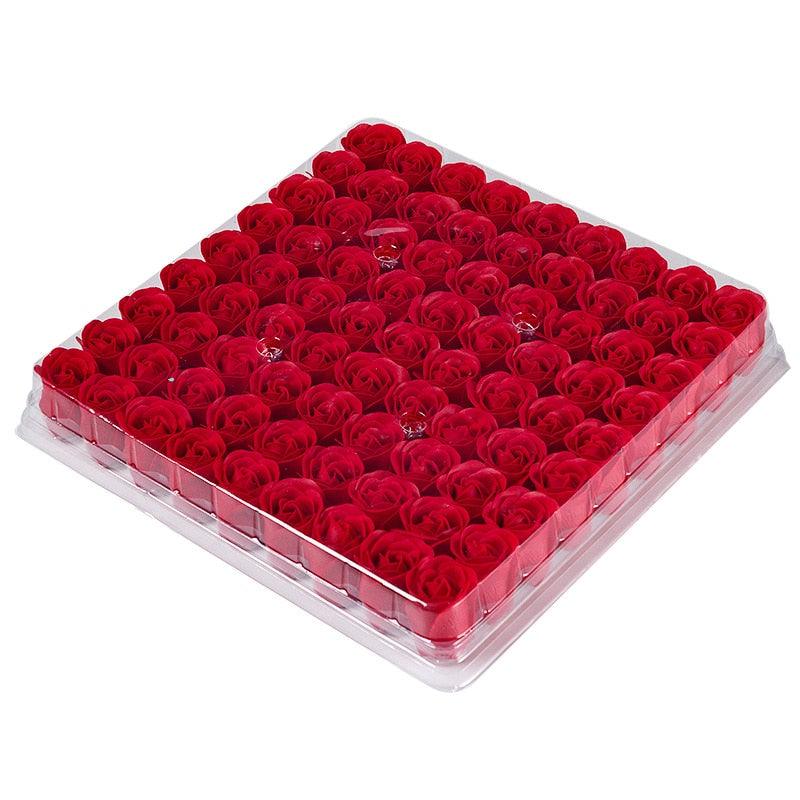 1 Tray of 81 PCS Soap Roses Dia.3.5 CM Happy Valentine&#39;s Day Gifts Sending Paper Gift Box Inside Fillers-Home Décor›Plants & Flowers›Artificial Florals & Plants›Flowers-Très Elite-Red-Très Elite