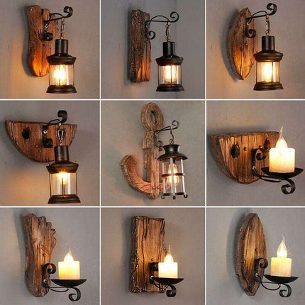Vintage Wooden Wall Sconce - Classic LED Light Fixture for Home and Hospitality Spaces