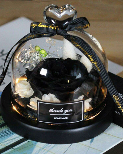 Enchanted Rose Glass Dome with Twinkling LED Lights