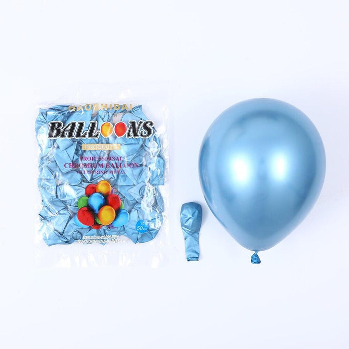 Elegant Chrome Metallic Latex Balloon Set - 50 Pieces for Celebratory Events