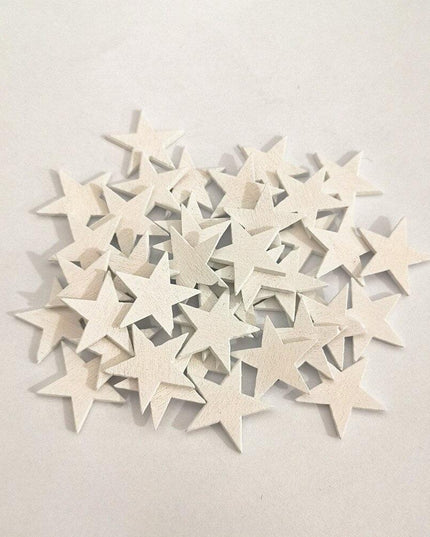 Elegant 100-Piece Red, White, and Silver Wooden Star Cutouts - Creative Crafting Essentials