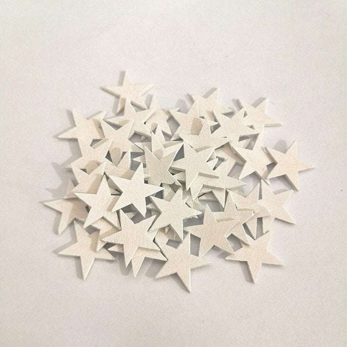 Enhance Your DIY Creations: 100 Assorted Wood Star Cutouts - Red, White, Silver