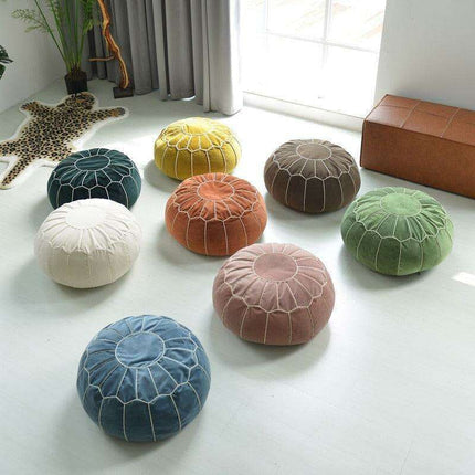 Vibrant Embroidered Velvet Moroccan Pouf Ottoman - Cozy Chic Accent Piece