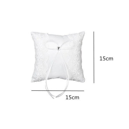 Lace Flower Lovely Ring Pillow Bridal Wedding Ceremony Pocket Ring Pillow Cushion Bearer with Ribbons Wedding Decoration 15*15cm-0-Très Elite-White-China-Très Elite