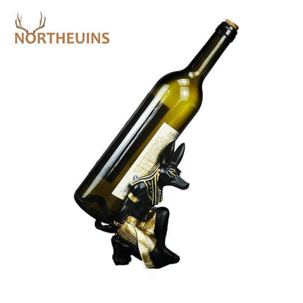Anubis Wine Rack Sculpture - Stunning Resin Art Piece for Wine Connoisseurs and Culture Enthusiasts