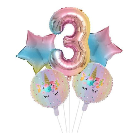 Enchanted Unicorn Number Balloon Set for Joyful 1-4 Year Celebrations