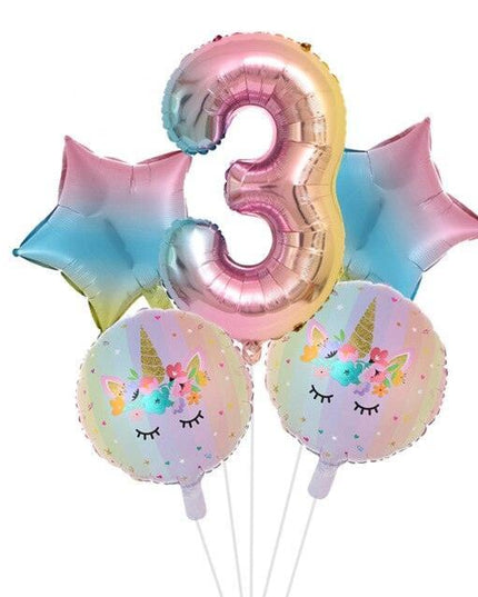 Enchanted Unicorn Number Balloon Set for Joyful 1-4 Year Celebrations