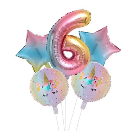 Enchanted Unicorn Number Balloon Set for Joyful 1-4 Year Celebrations