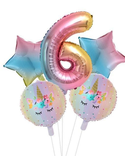 Enchanted Unicorn Number Balloon Set for Joyful 1-4 Year Celebrations
