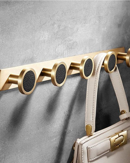 Elegant Luxe Gold Brass Wall Hook Rack with 5 Sturdy Hooks - Stylish Storage Solution