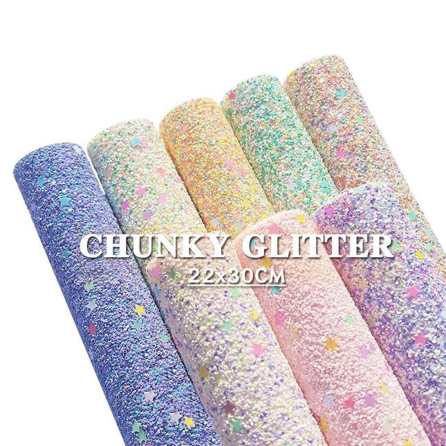 Sparkling Chunky Glitter Faux Leather Craft Sheets - A4 Size for Stunning DIY Projects