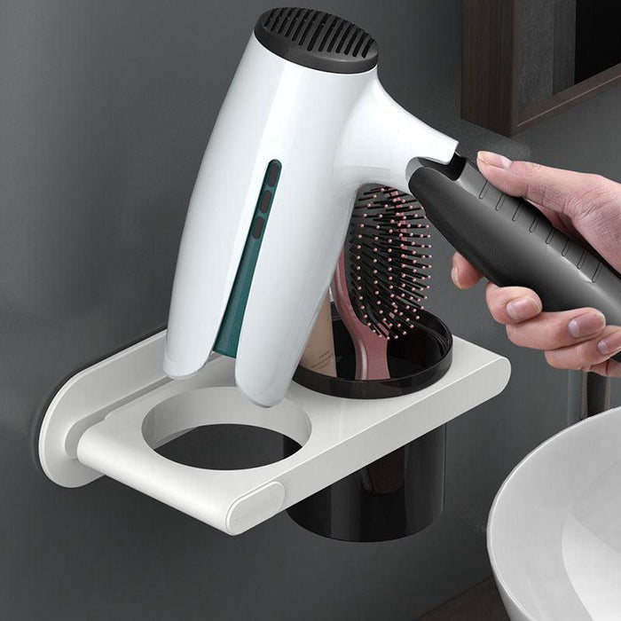 Wall-Mounted Hair Dryer Storage Shelf with No-Drill Installation