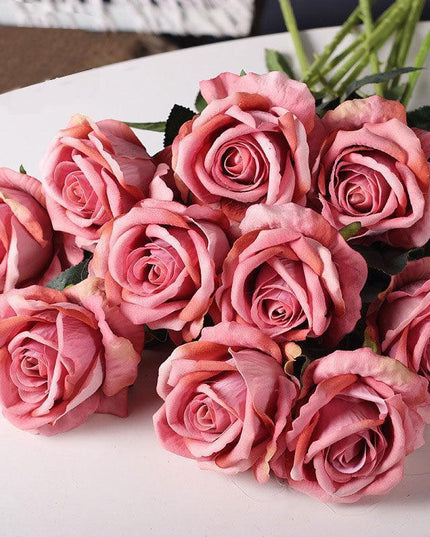 Luxurious 10-Piece Flannel Silk Rose Collection - Exquisite Floral Arrangement