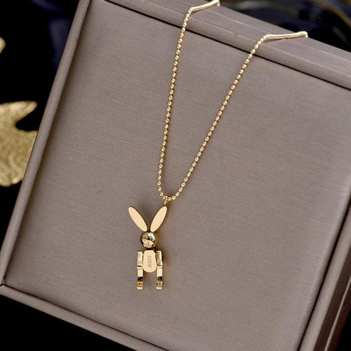 Yellow Gold Plated Timeless Elegance Rabbit Pendant Necklace