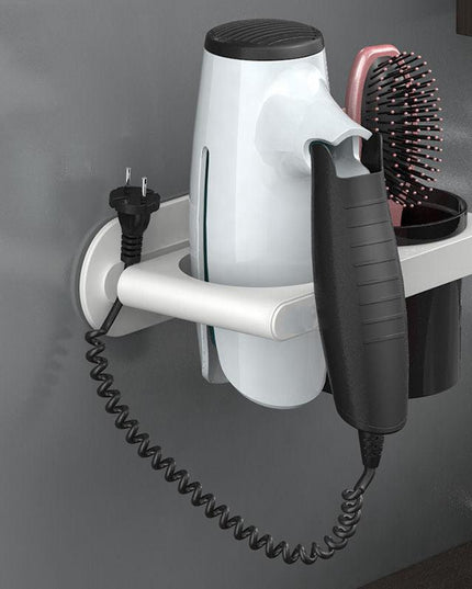 Wall-Mounted Hair Dryer Storage Shelf with No-Drill Installation