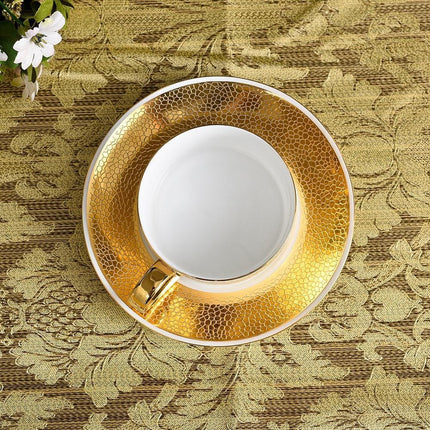 Opulent Gold-Embossed Bone China Tea Cup Set with Timeless Elegance