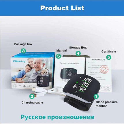 Voice-Activated Multilingual LCD Blood Pressure Monitor with Smart Touch Technology