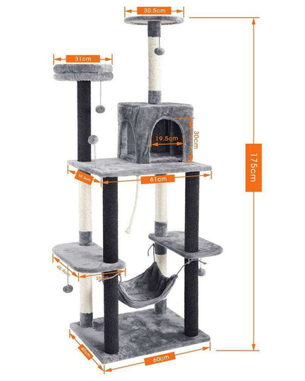 Luxurious Multi-Level Cat Tower: Stylish Oasis with Plush Beds and Sturdy Scratch Posts