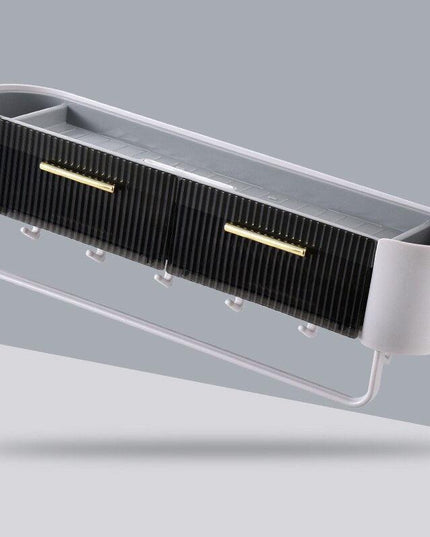 Elegant Gray and Green Wall-Mounted Storage Organizer with Versatile Functionality