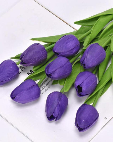 Lifelike PU Tulip Floral Arrangement - 5-Piece Set for Stylish Home Accents