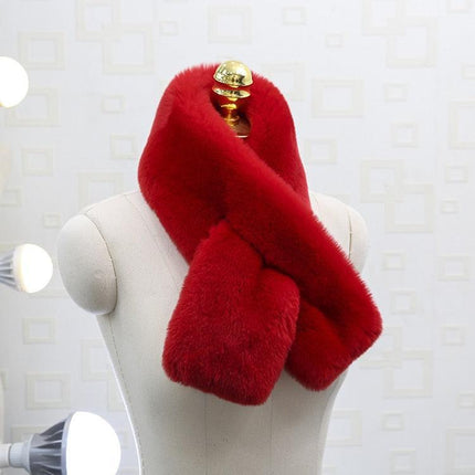 Exquisite Rex Rabbit Fur and Leather Korean Winter Wrap