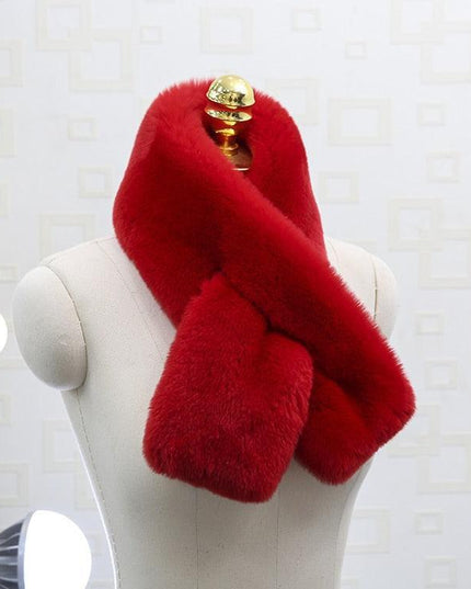 Exquisite Rex Rabbit Fur and Leather Korean Winter Wrap