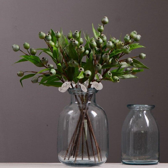 Festive Charm: Green Berries and Eucalyptus Foam Flower Arrangement Kit for a Joyous Holiday Atmosphere