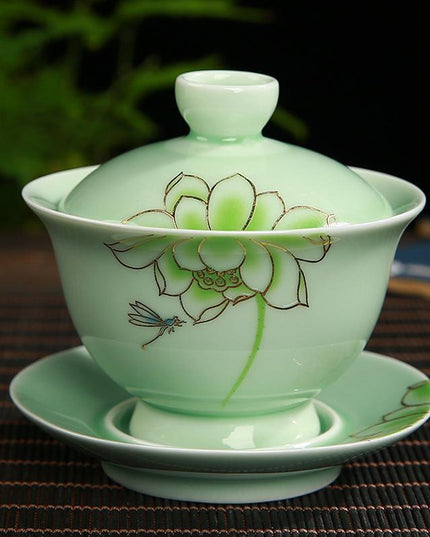 Elegant Floral KungFu Porcelain Teacups Set - Elevate Your Tea Time Experience