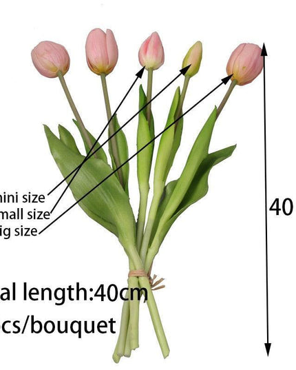 Elegant Real Touch Silicone Tulip Bouquet - 5pcs Faux Flower Arrangement for Weddings & Home Décor