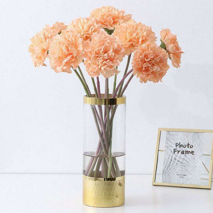 Silk Carnation Floral Arrangement - 10-Stem Bouquet for Celebrating Teachers and Mothers