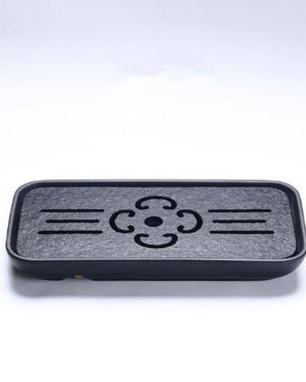 Sophisticated Handcrafted Chinese Stone Tea Tray Set with Efficient Water Drainage System - Essential for Tea Ceremonies