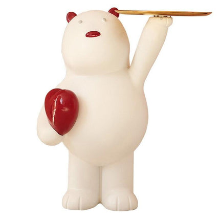 Whimsical White Bear Key Holder with Tray - A Stylish Addition to Your Home Decor