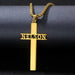 Personalized Gold-Plated Stainless Steel Cross Necklace with Custom Name Embossment