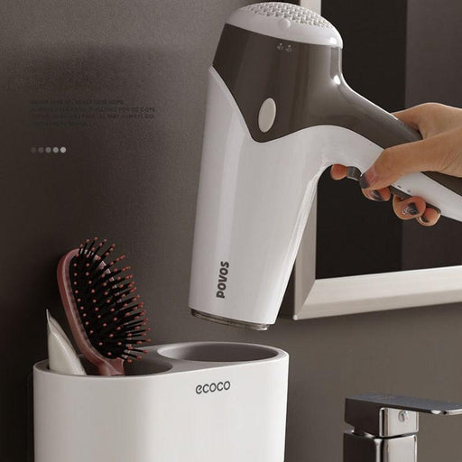 Hair Drying Station with Wall-Mounted Organizer and Drainage System