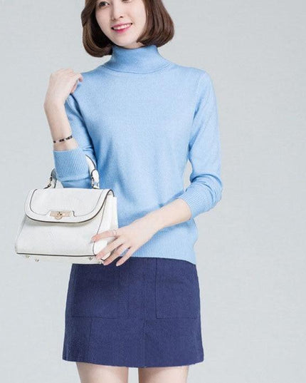 Sophisticated Winter Charm: Premium Cashmere & Wool Turtleneck Pullover for Women | Elegant Knit Sweater