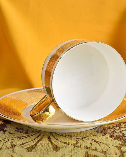 Luxurious Gold-Embellished Fine Bone China Coffee Cup and Saucer Set for Indulgent Moments