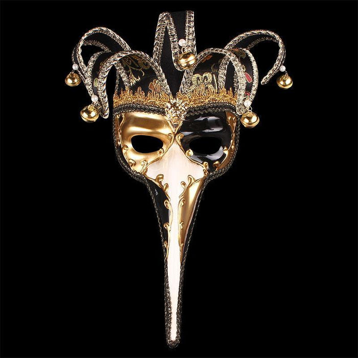 Venetian Masquerade Mask with Bells - Festive Party Costume Accessory for Men