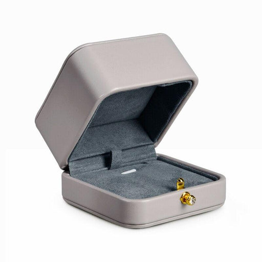 Opulent Grey Ring Pendant Jewelry Box with Stylish Buckle Closure