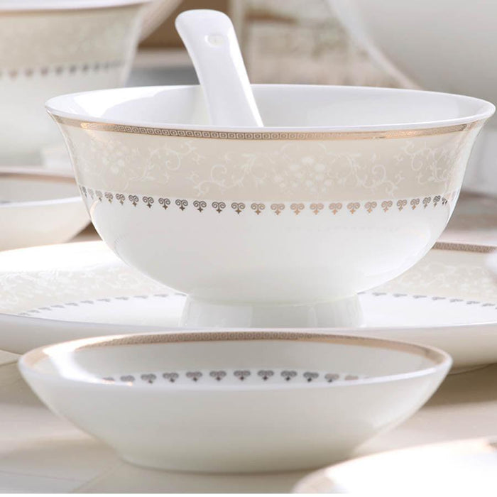 Elegant 60-Piece Handcrafted Korean Style Bone Ceramics Dining Set